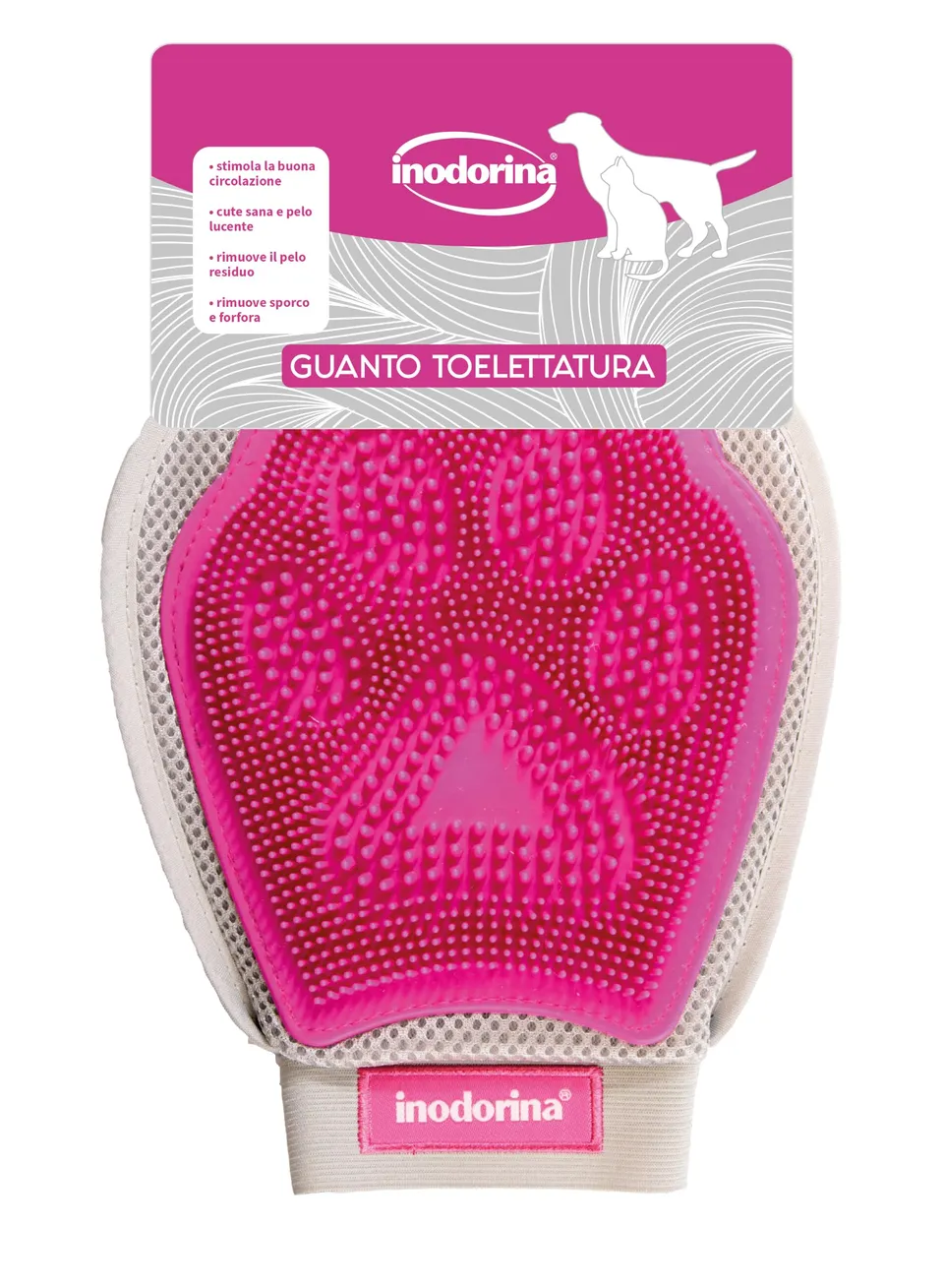 Inodorina Toelettatura Guanto Pelo Corto Cani Gatti