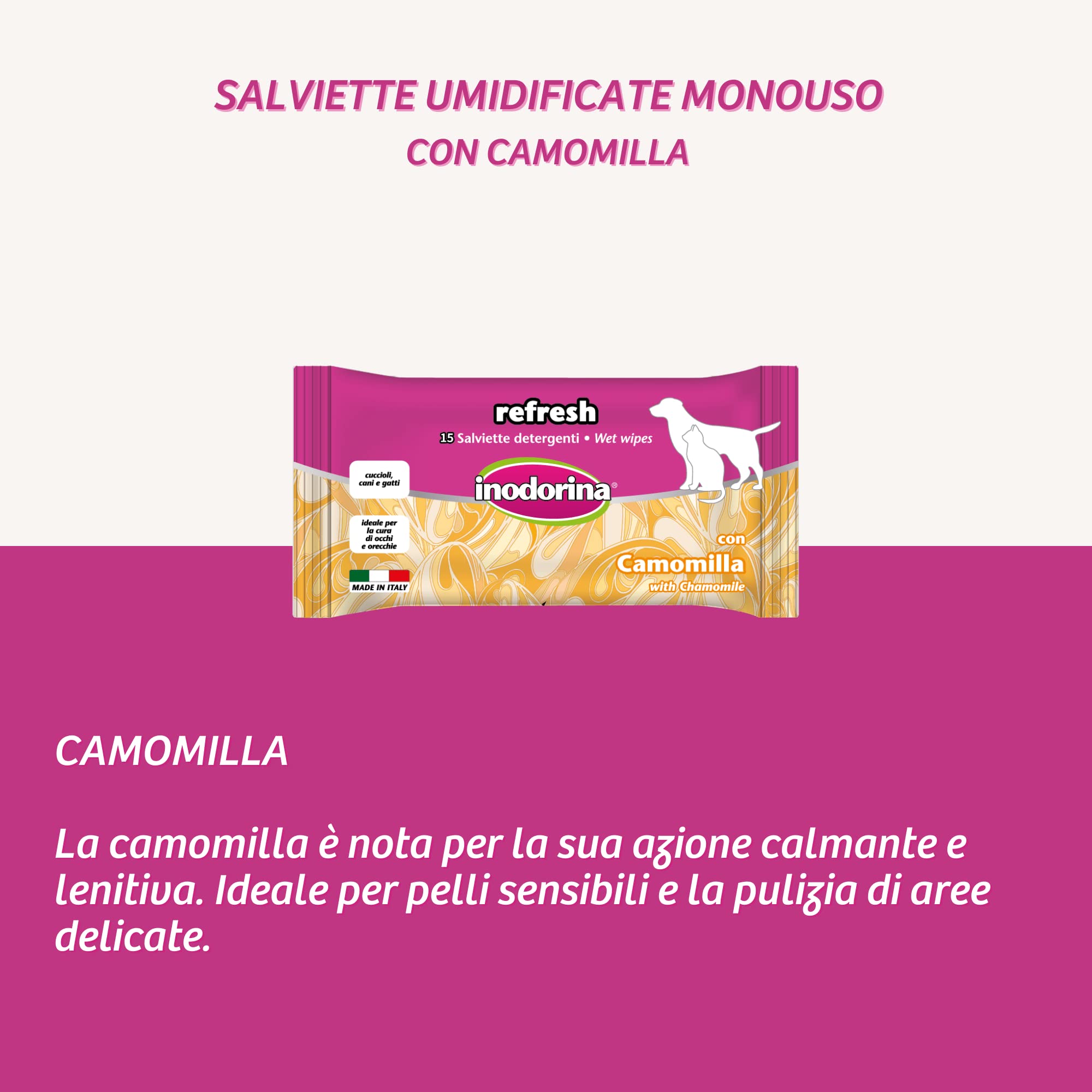 Inodorina Refresh Salviette Occhi Orecchie Camomilla 60pz