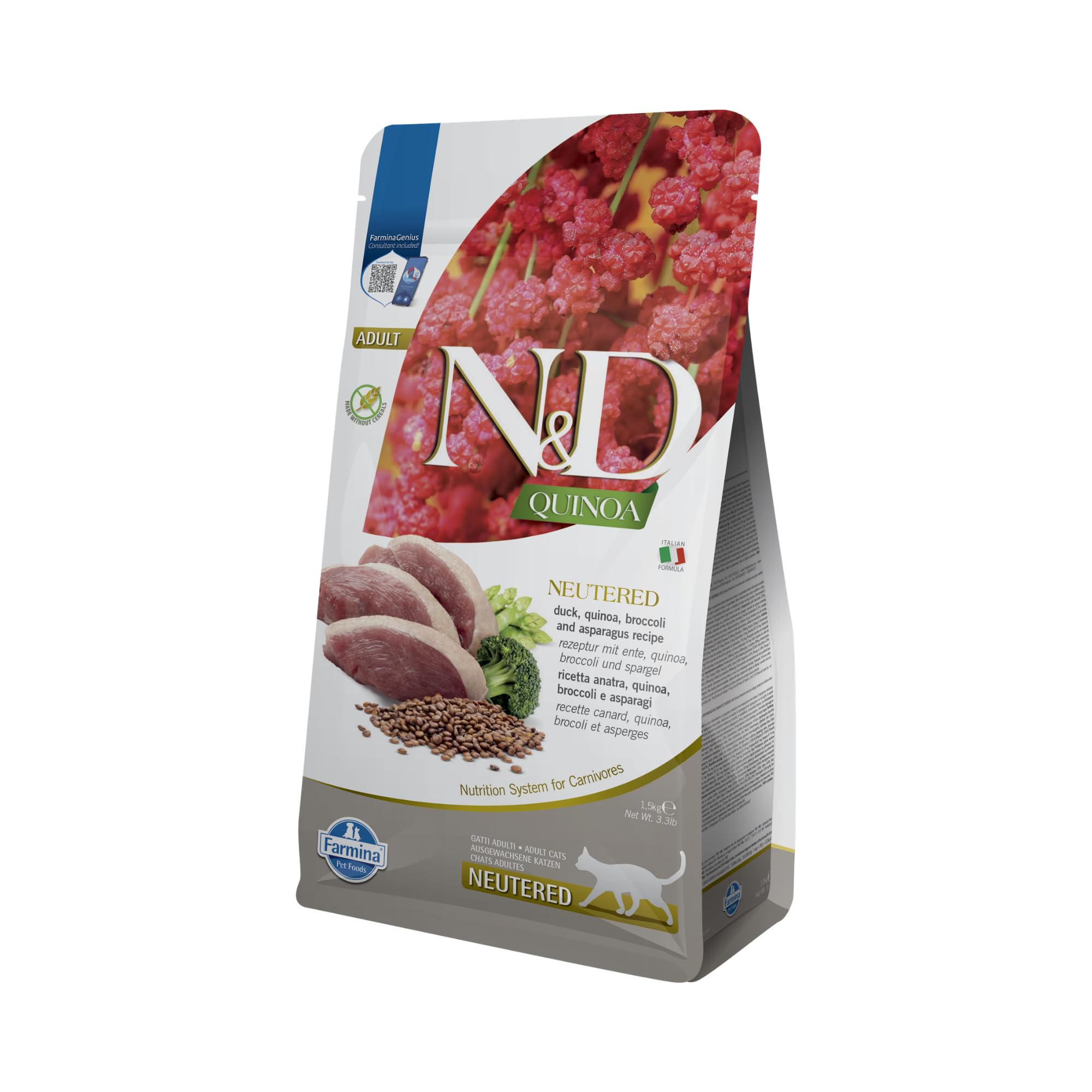 Farmina N&D Quinoa Anatra Crocchette Gatto Sterilizzato 1,5kg