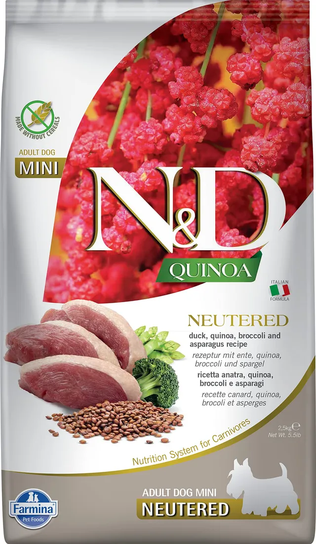 Farmina N&D Quinoa Anatra Crocchette Cane Neutered Mini 2,5 kg