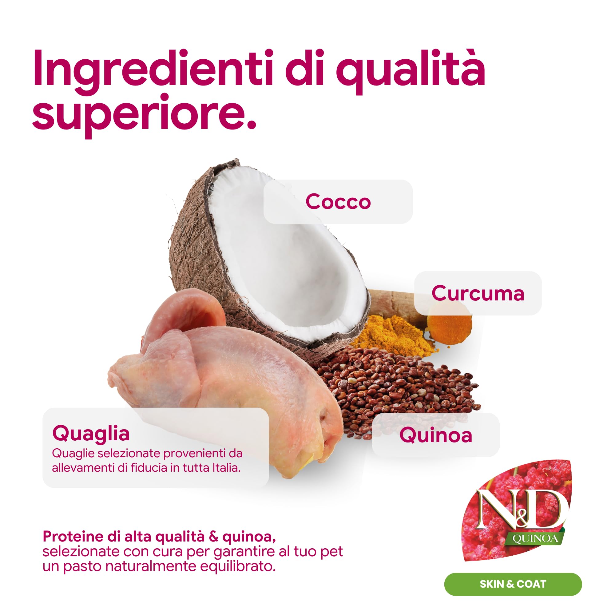 Farmina N&D Quinoa Quaglia Adult Gatto crocchette 300 g pelo