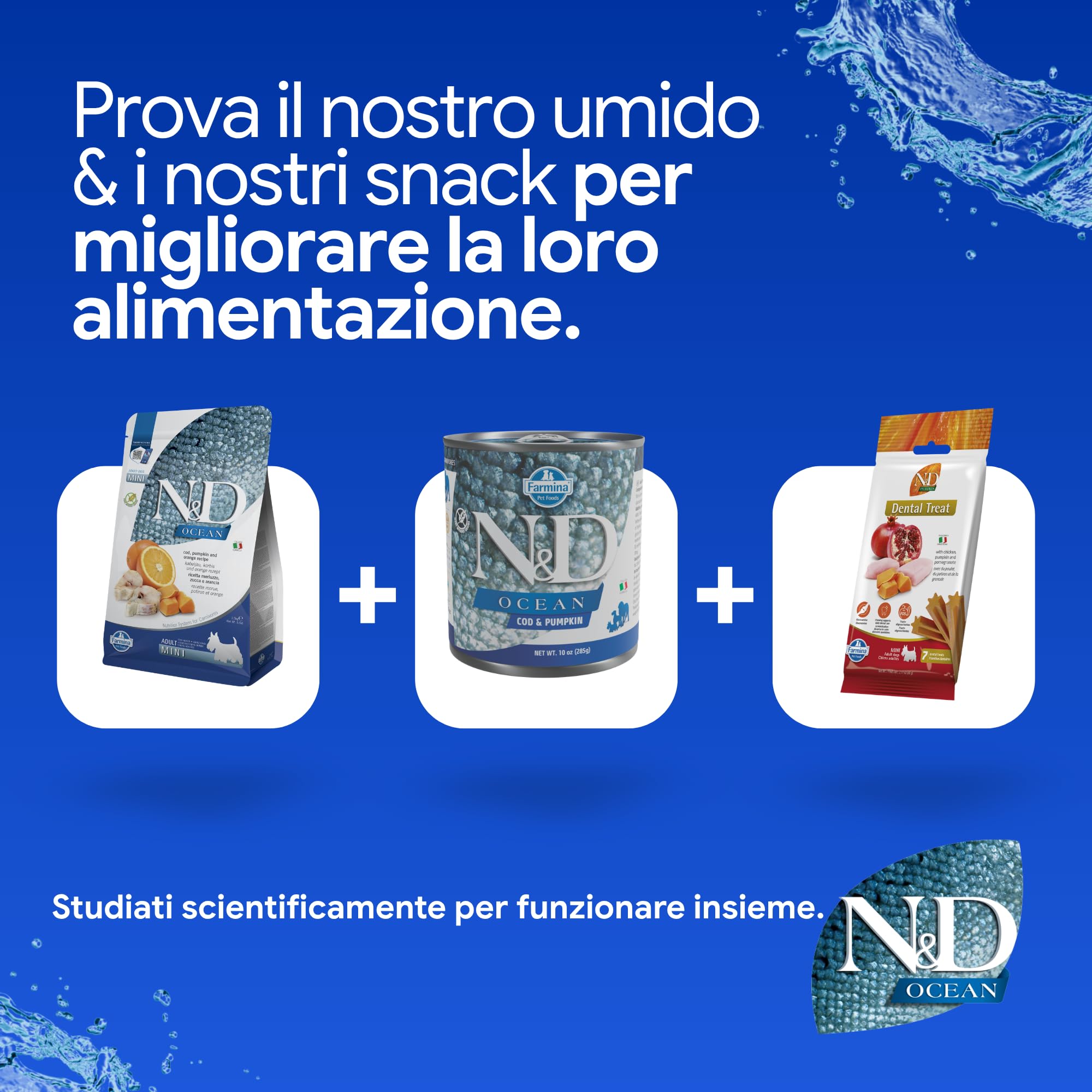 Farmina N&D Ocean Merluzzo Cibo Cani Adult Mini 800g Zucca