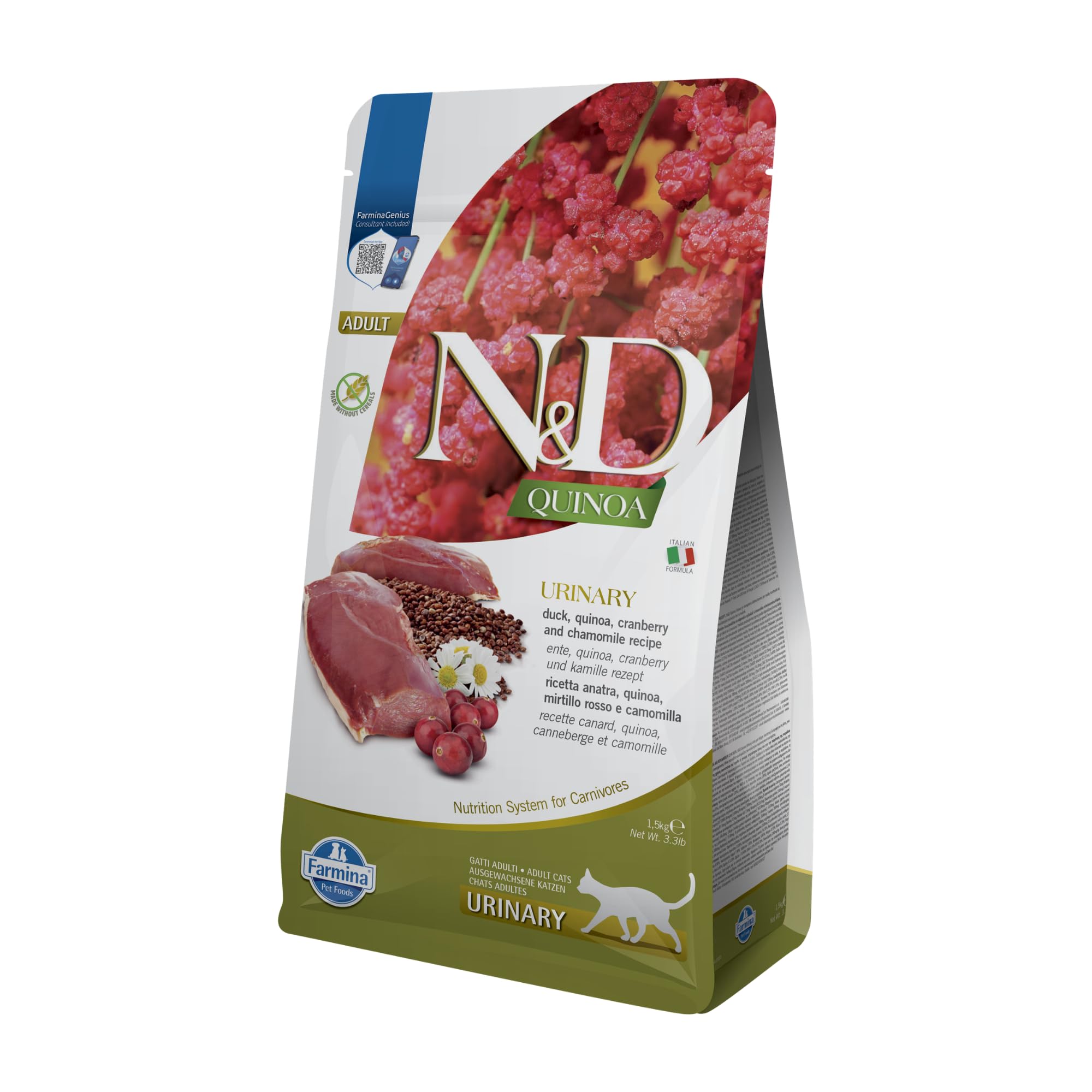 Farmina N&D Quinoa Urinary Anatra Mirtilli Crocchette 1,5kg