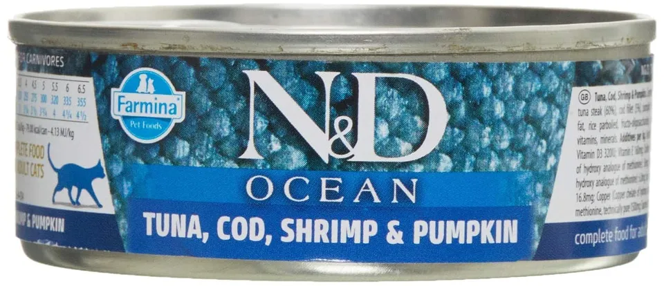 Farmina N&D Ocean Tonno Cibo Umido Gatti 70g Merluzzo Gamberi