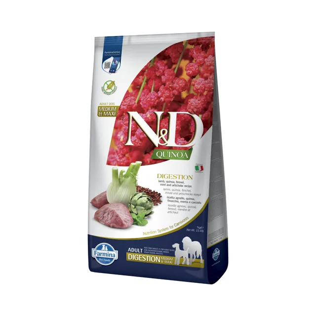 Farmina N&D Quinoa Digestion Agnello Crocchette Cane Medium Maxi 7 kg