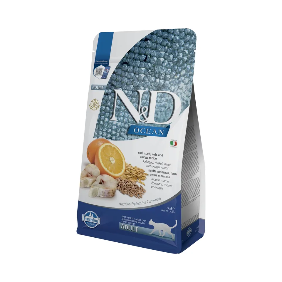 Farmina N&D Ocean Merluzzo Arancia crocchette gatto 1,5kg