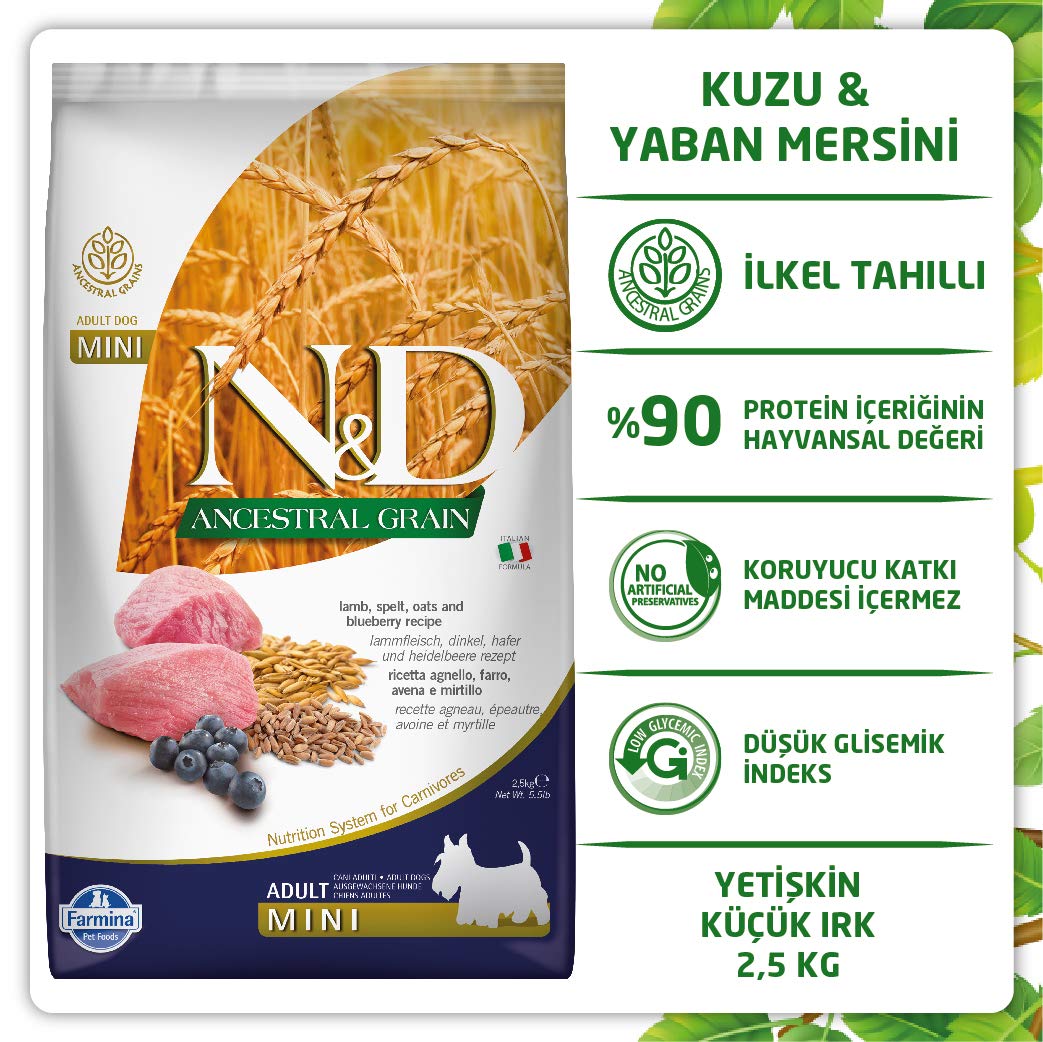 Farmina N&D Ancestral Grain agnello crocchette cane 2,5 kg mini