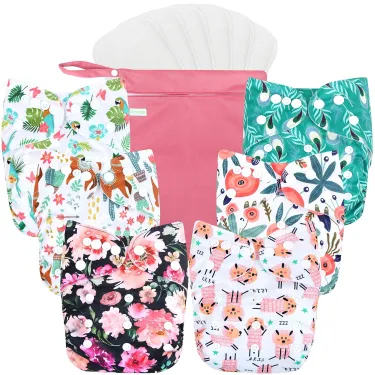 wegreeco Baby Diapers pannolini lavabili neonato 6 pezzi con inserti