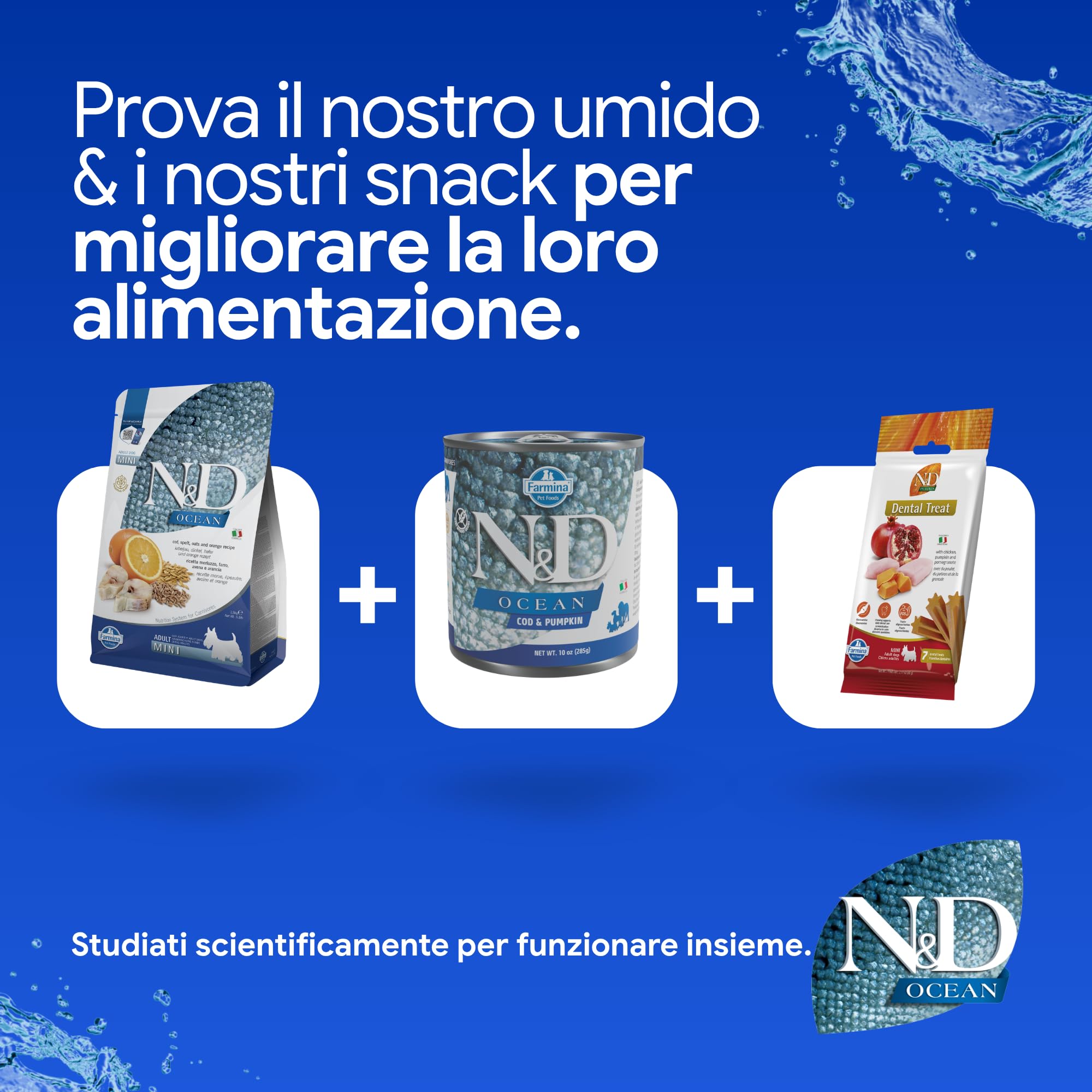 Farmina N&D Ocean Merluzzo Cibo Cani Adult Mini 7kg Farro Avena