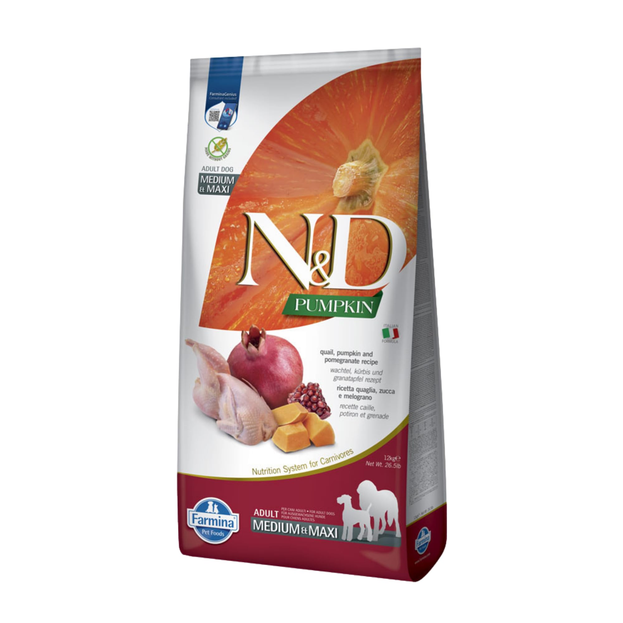 Farmina N&D Pumpkin quaglia melograno Medium Maxi 12 kg