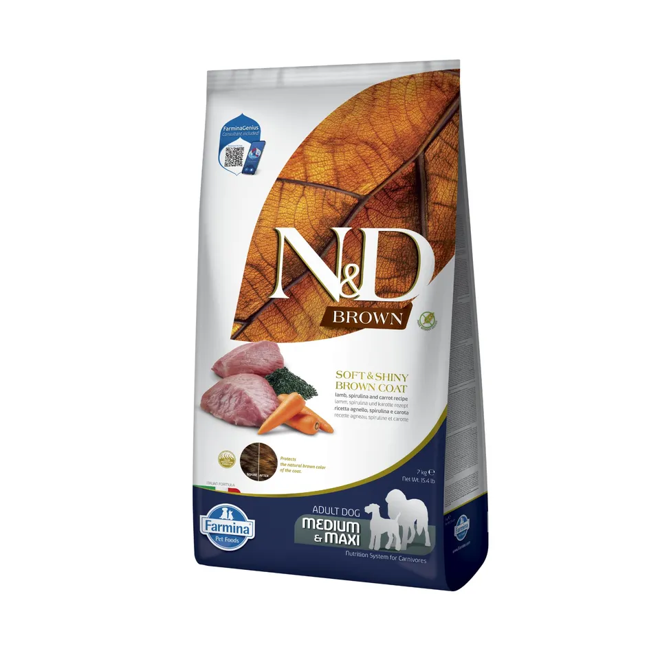 Farmina N&D Brown Agnello Spirulina Carota crocchette cane 7kg