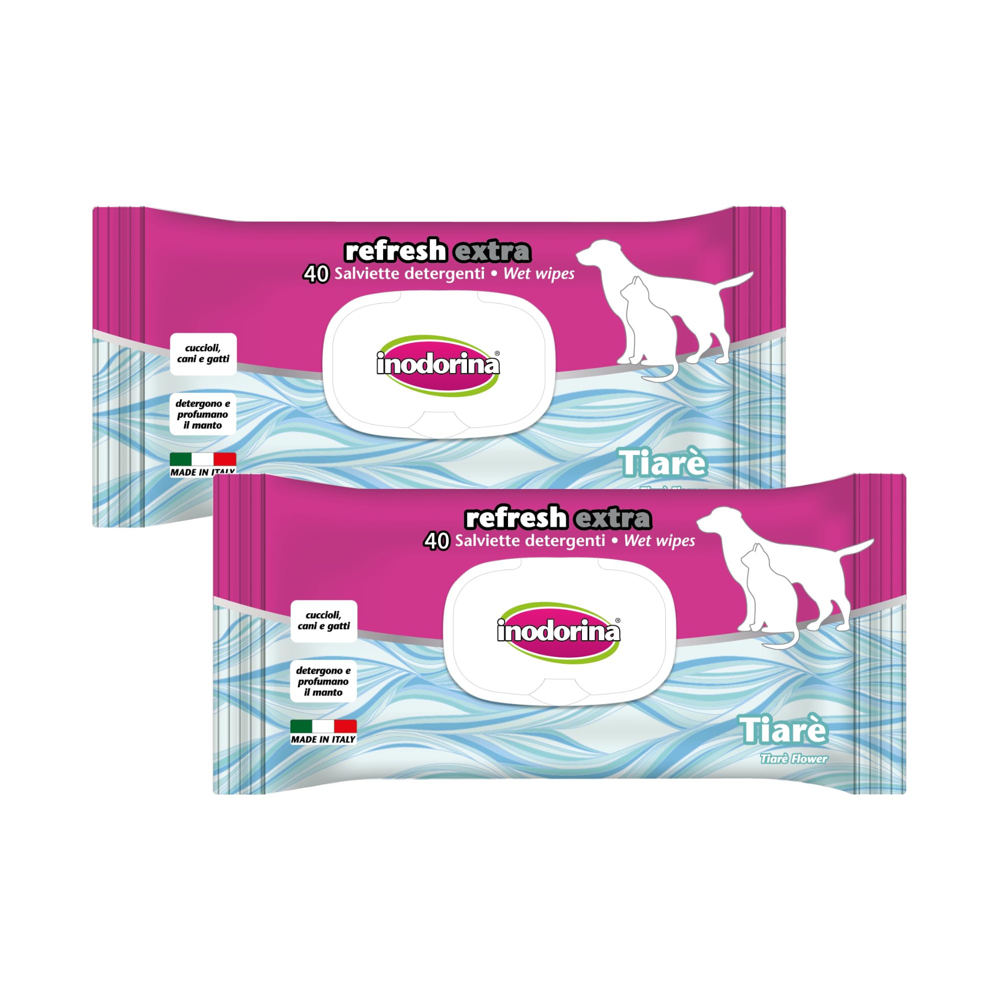 Inodorina Salviette Refresh acqua rose salviette cane 2x40 pezzi