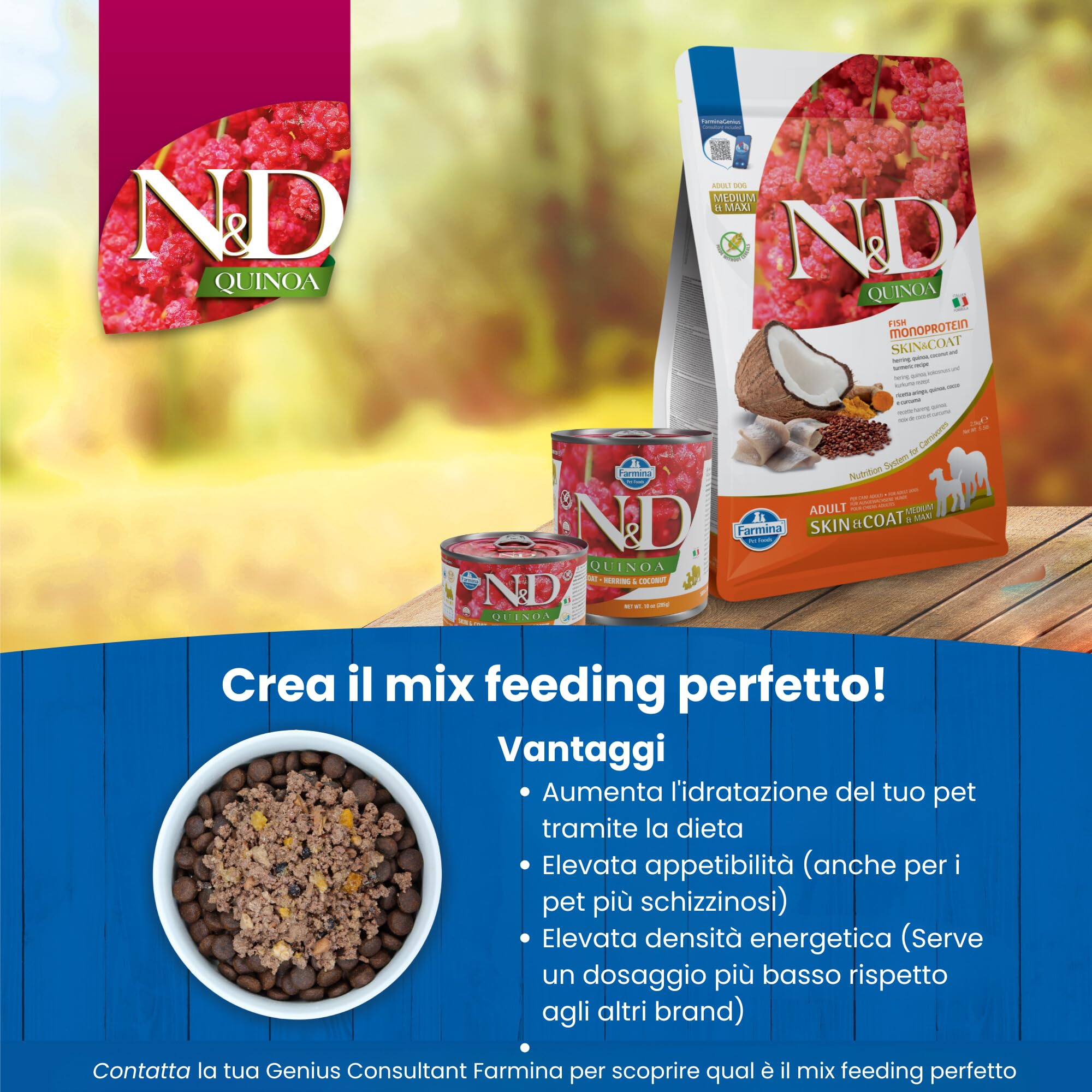 Farmina N&D Quinoa crocchette cane aringa cocco mini