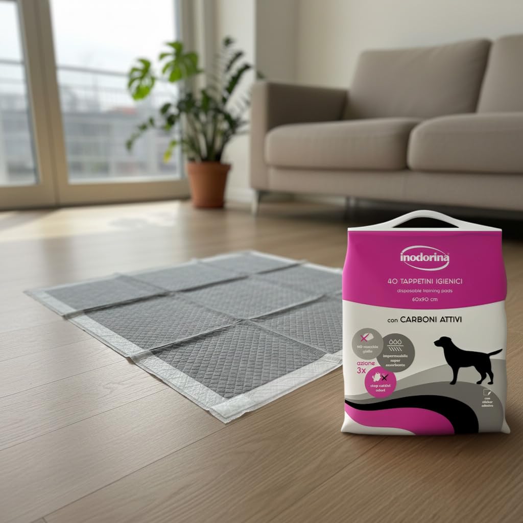 Inodorina Tappetini Igienici Cane 60x90 40 Pezzi Carbone