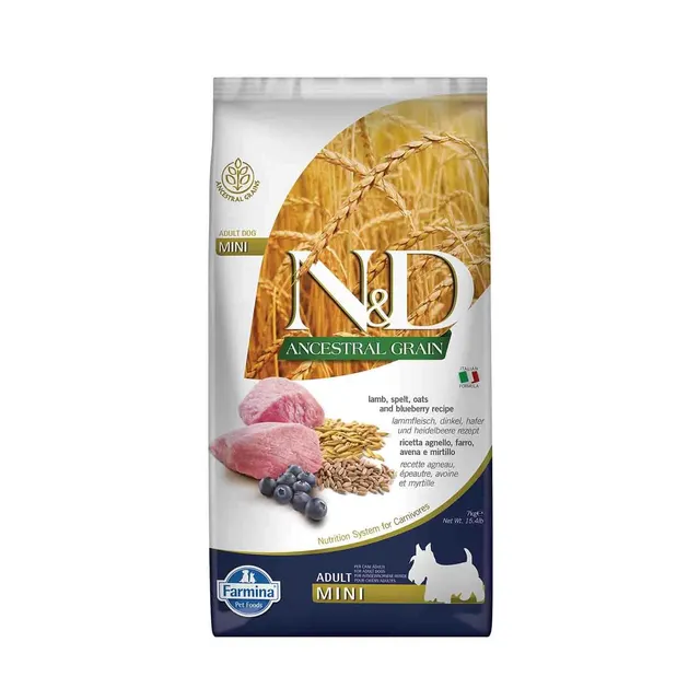 Farmina N&D Ancestral Grain Agnello Crocchette Cane Adult Mini 7kg