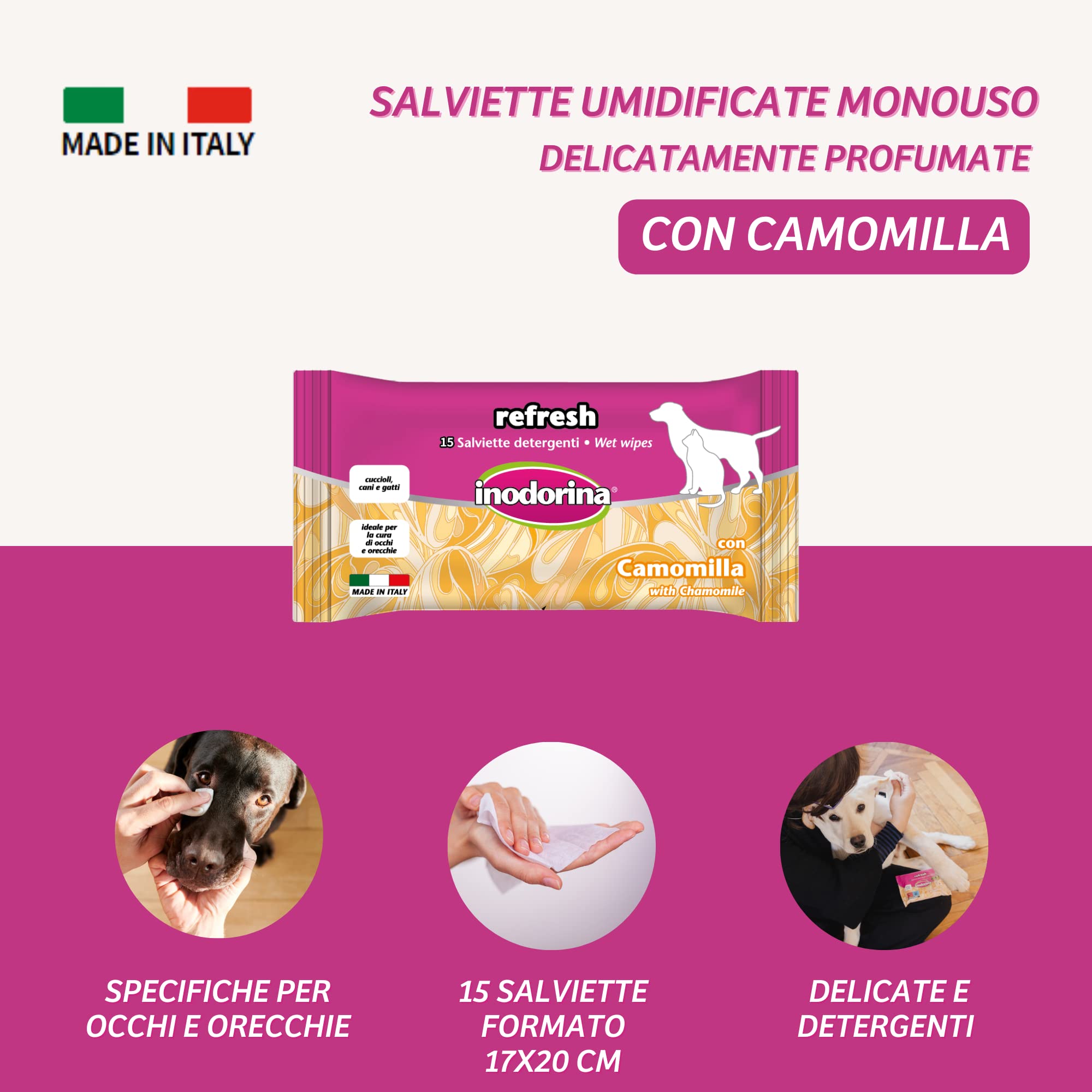 Inodorina Refresh Salviette Occhi Orecchie Camomilla 60pz