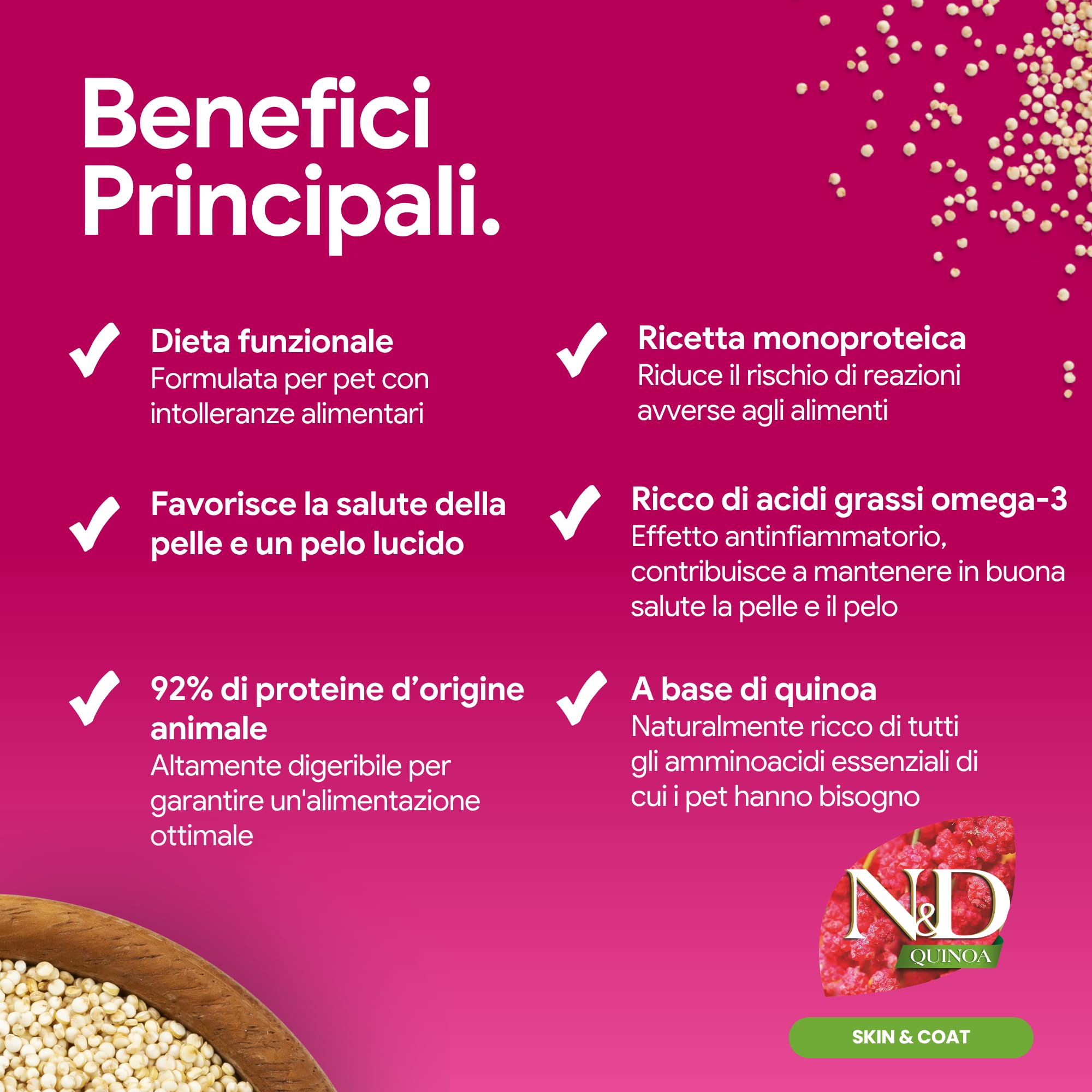 Farmina N&D Quinoa Quaglia Adult Gatto crocchette 300 g pelo