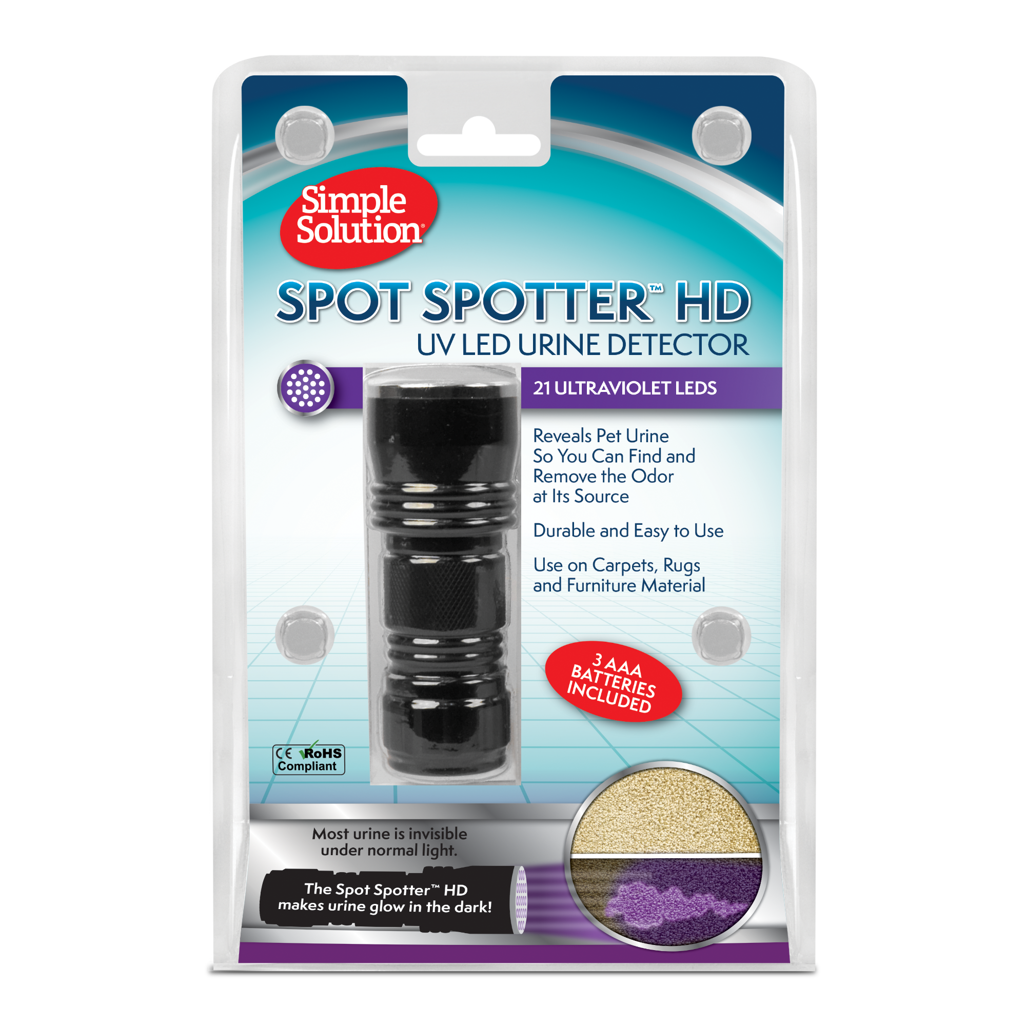 Simple Solution Training Aids Spot Spotter torcia UV urine 1 pezzo