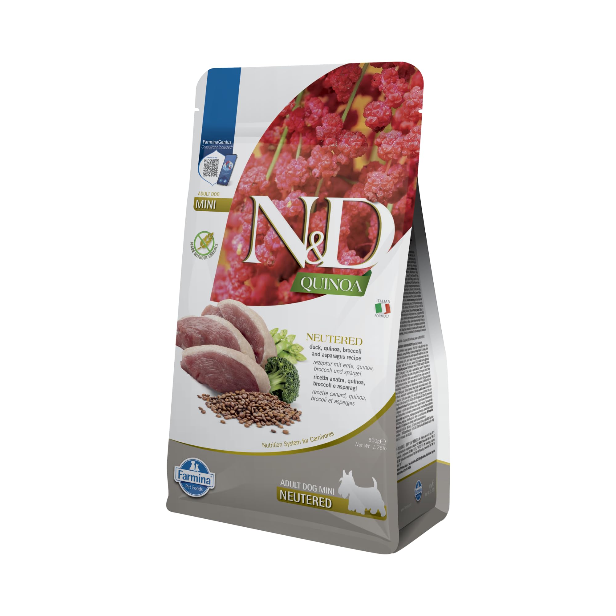 Farmina N&D Quinoa Neutered crocchette cane anatra mini 800 g