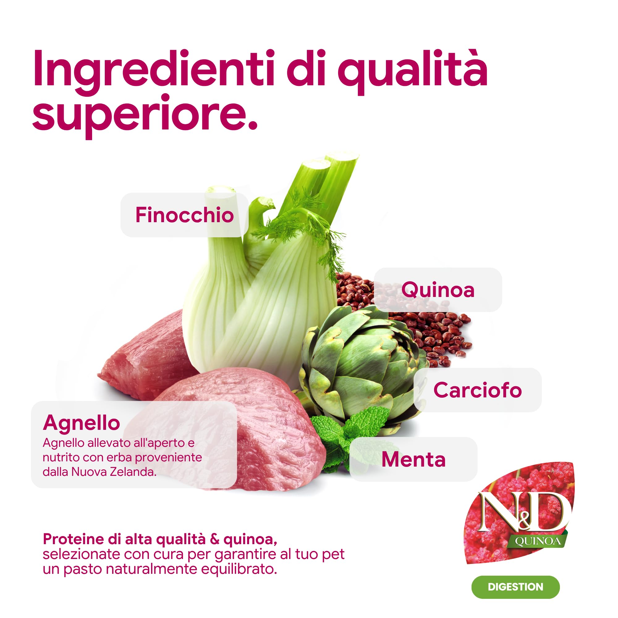 Farmina N&D Quinoa Digestion Crocchette Cane Agnello 2,5kg