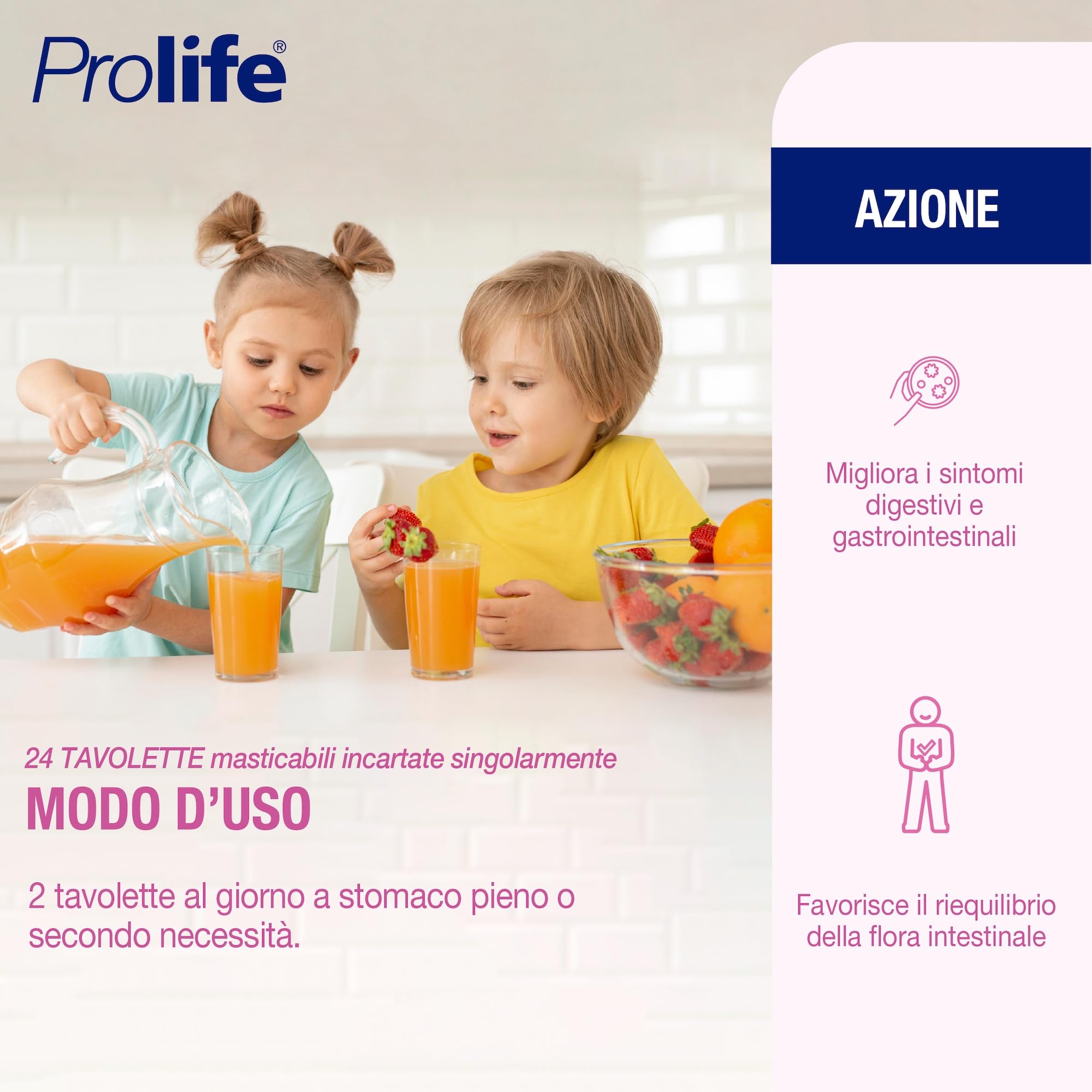 Prolife Tavolette Probiotici Bambini Cremalatte 24 Tavolette