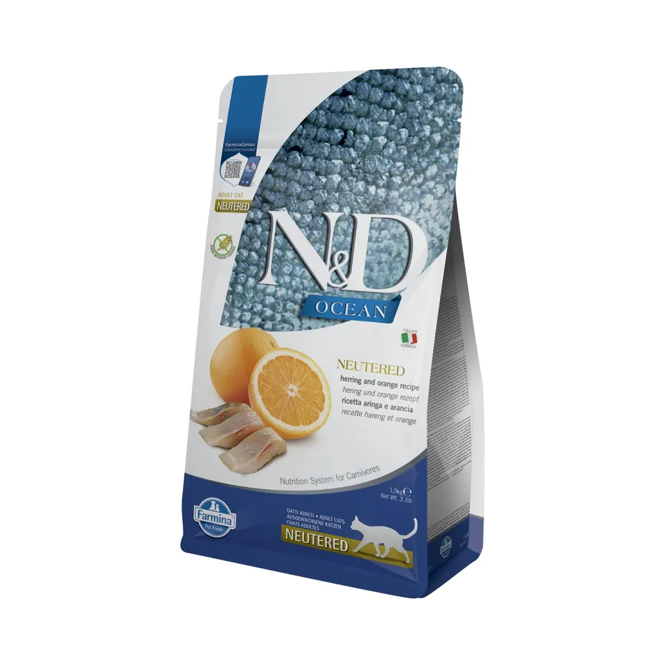 Farmina N&D Ocean Aringa e Arancia Crocchette Gatto Neutered 1,5 kg