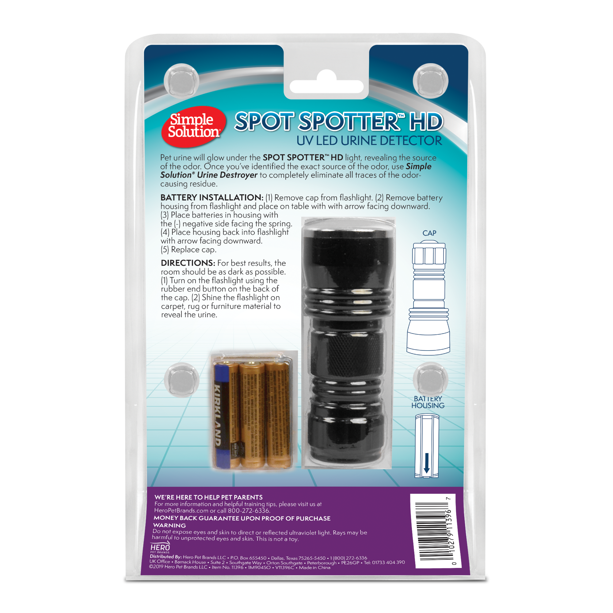 Simple Solution Training Aids Spot Spotter torcia UV urine 1 pezzo