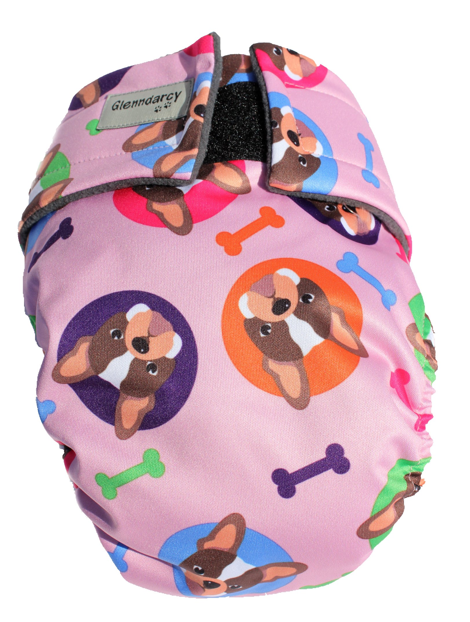Glenndarcy No Tailhole Season Nappy pannolino cane M lungo Dotty Pink