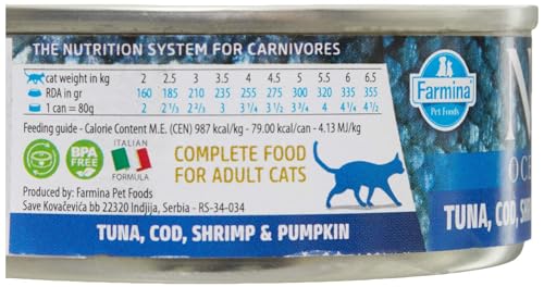 Farmina N&D Ocean Tonno Cibo Umido Gatti 70g Merluzzo Gamberi