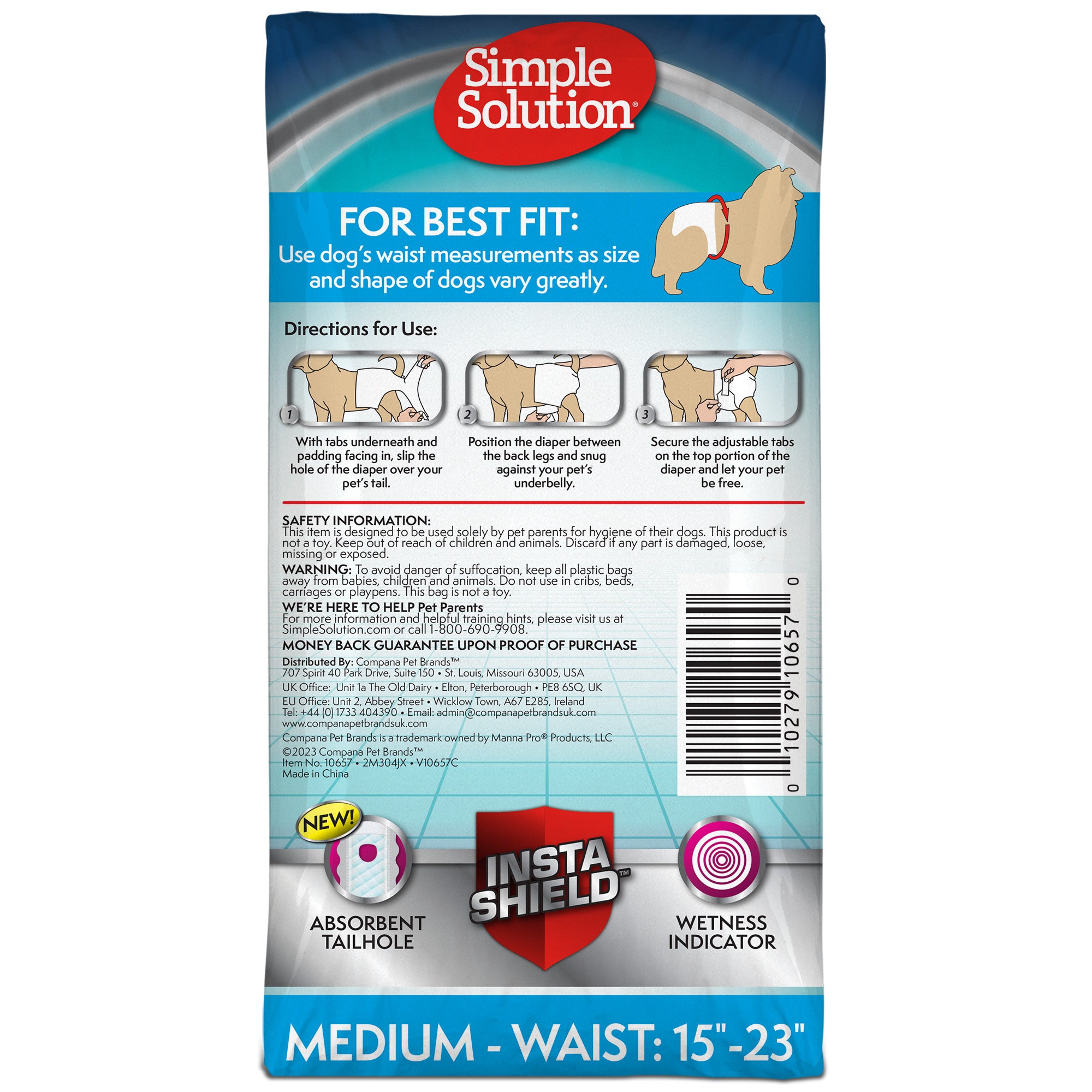 Simple Solution Diapers Wraps pannolino femmina cane con foro coda
