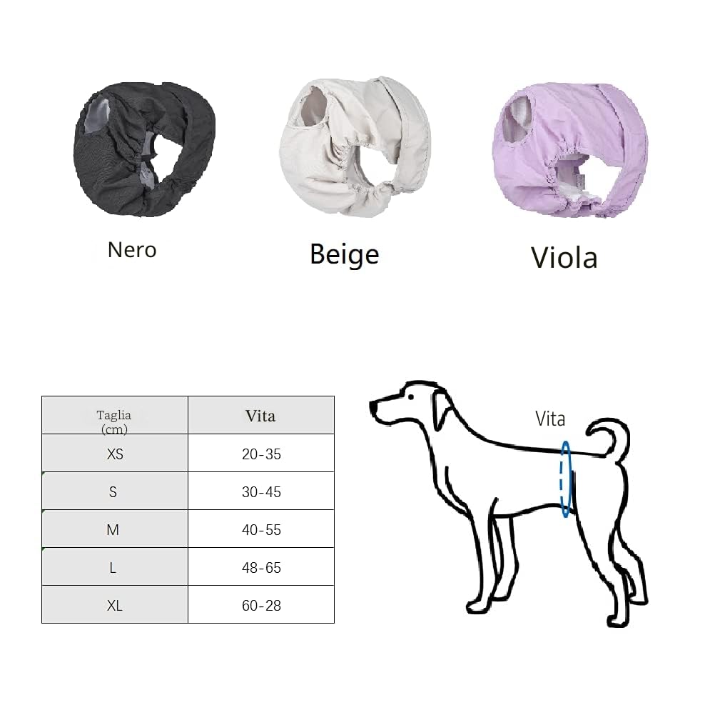 Bepetmia Pannolini lavabili cani femmine taglia S nero