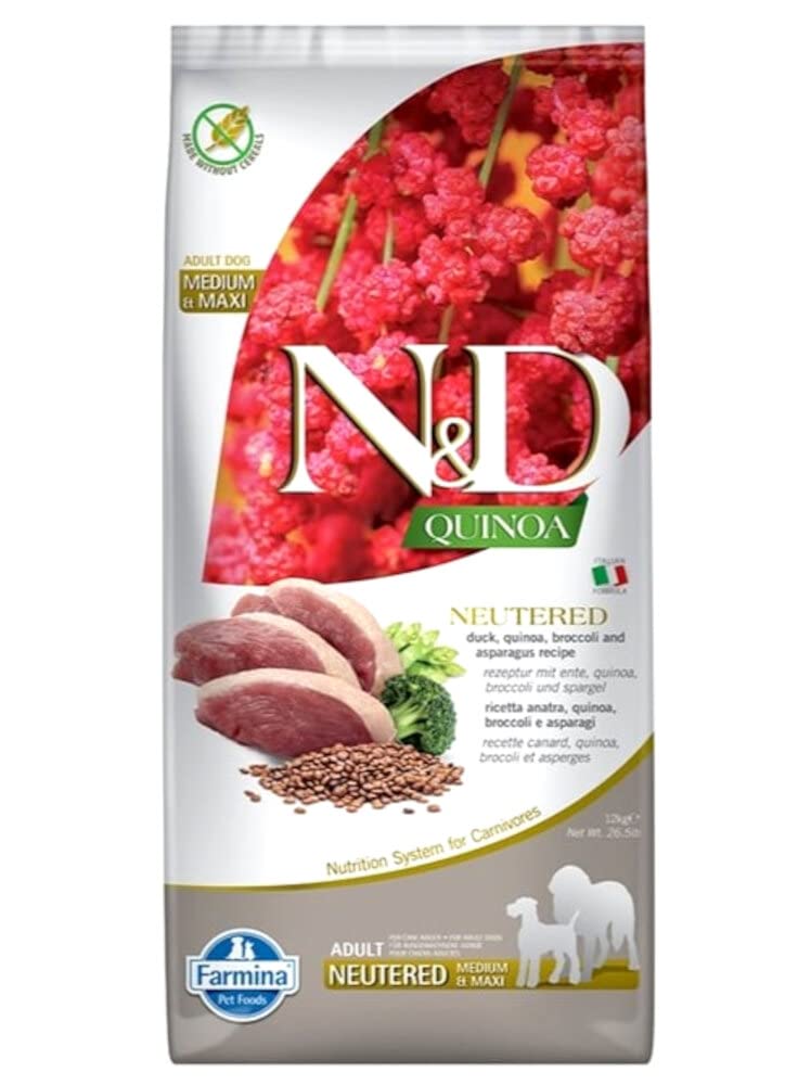 Farmina N&D Quinoa Anatra crocchette cane Neutered Medium Maxi 12kg