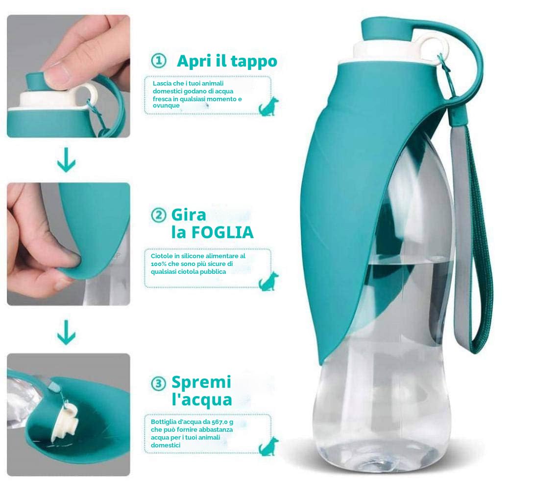 Bepetmia Borraccia viaggio cane blu silicone 580ml