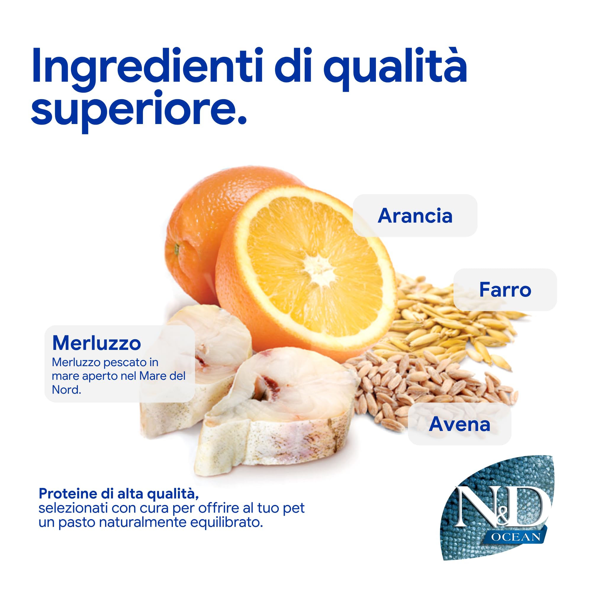 N&D Ocean Codfish Farro Avena Arancia crocchette gatto 5kg