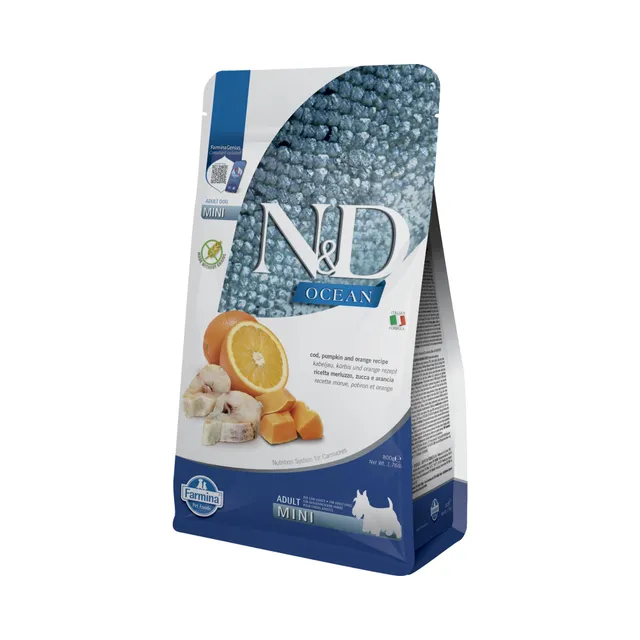 Farmina N&D Ocean Merluzzo Cibo Cani Adult Mini 800g Zucca