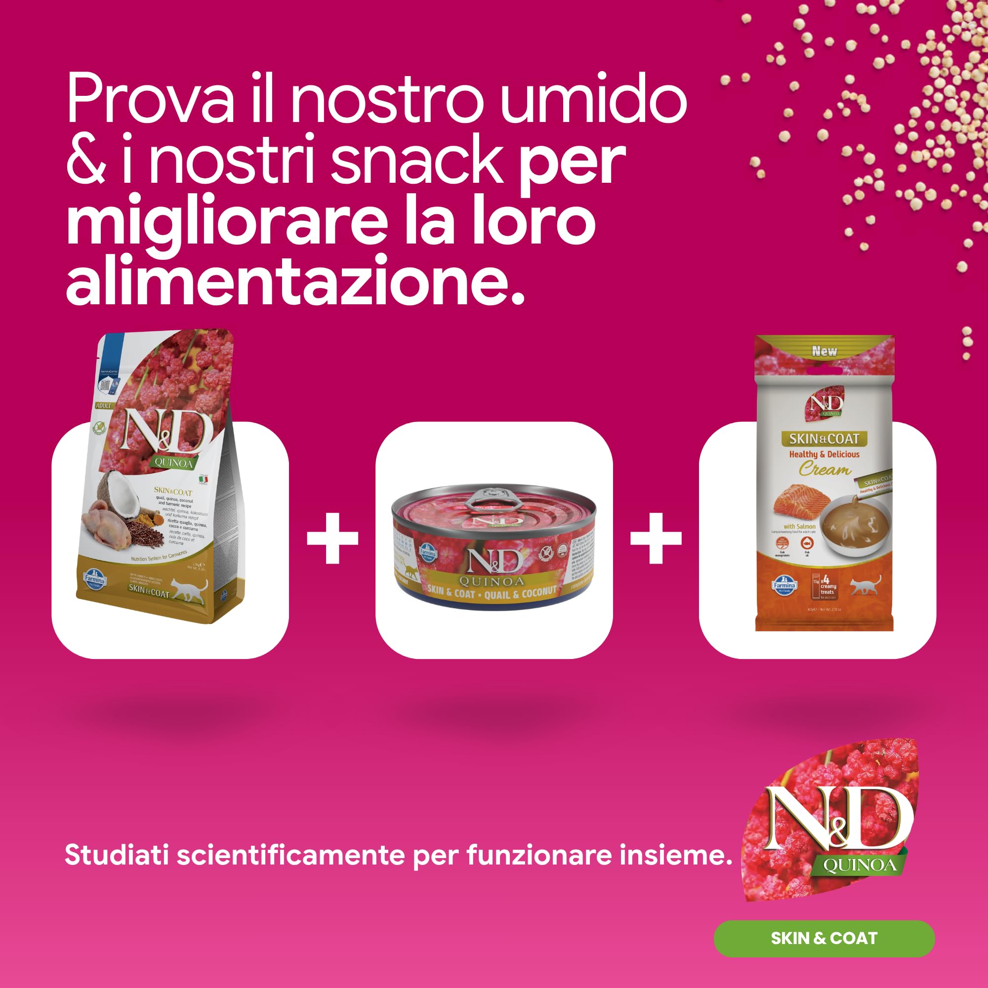 Farmina N&D Quinoa Quaglia Adult Gatto crocchette 300 g pelo