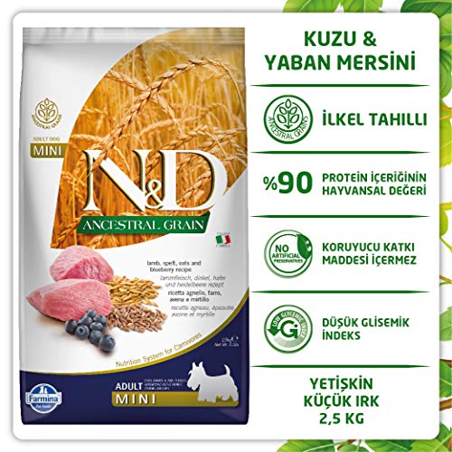 Farmina N&D Ancestral Grain agnello crocchette cane 2,5 kg mini
