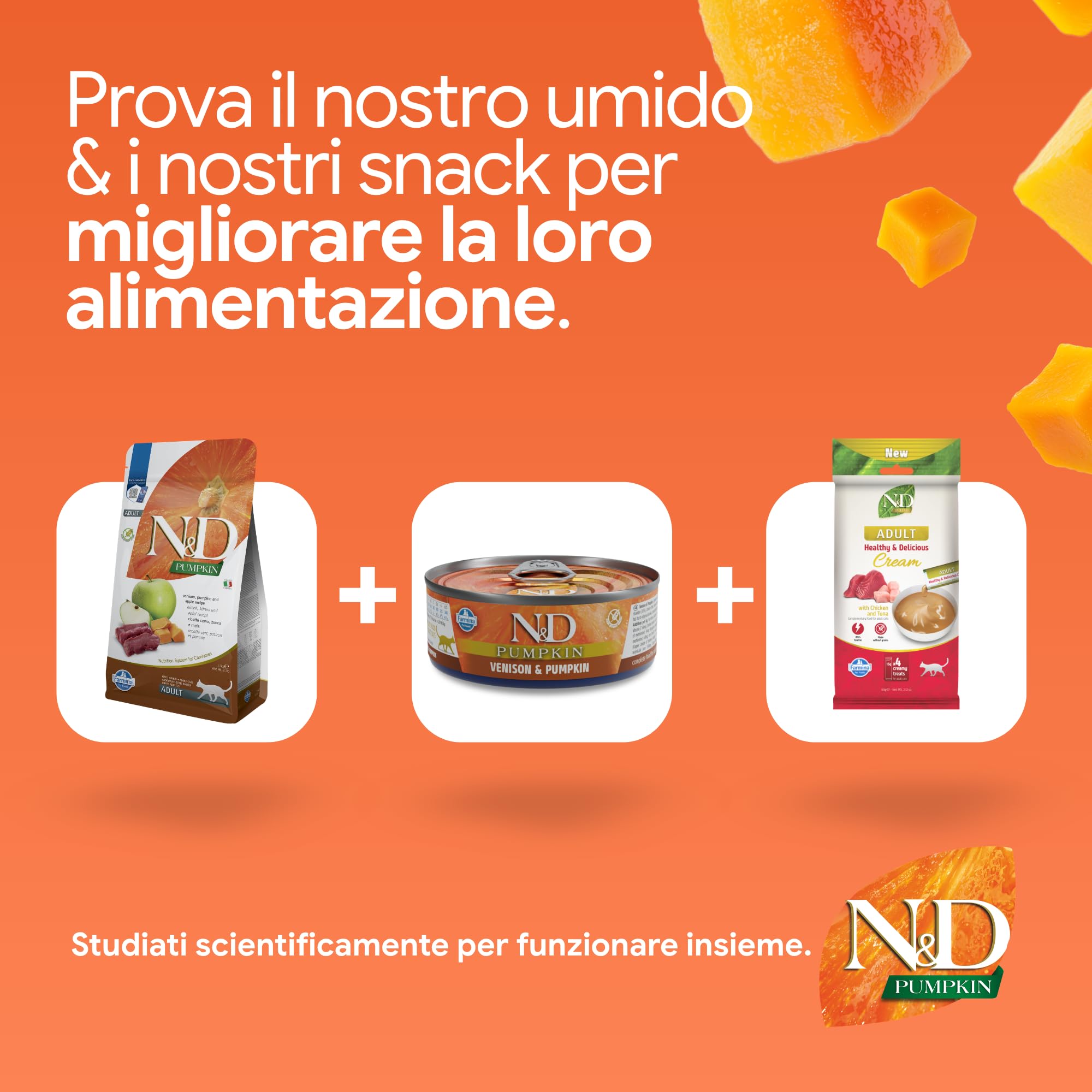 Farmina N&D Pumpkin Cervo Mela crocchette gatto Adult 300g
