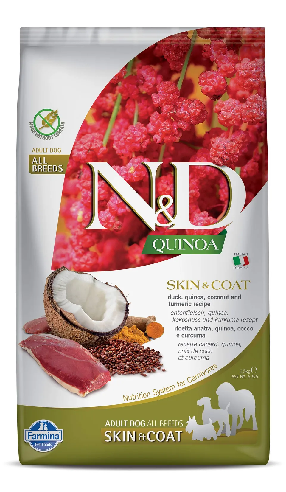 Farmina N&D Quinoa Crocchette Cane 2,5 kg Anatra Skin Coat