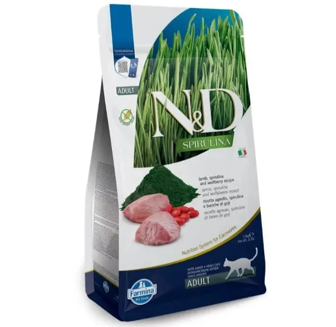 Farmina N&D Spirulina Agnello Cat Adult crocchette gatto 300g