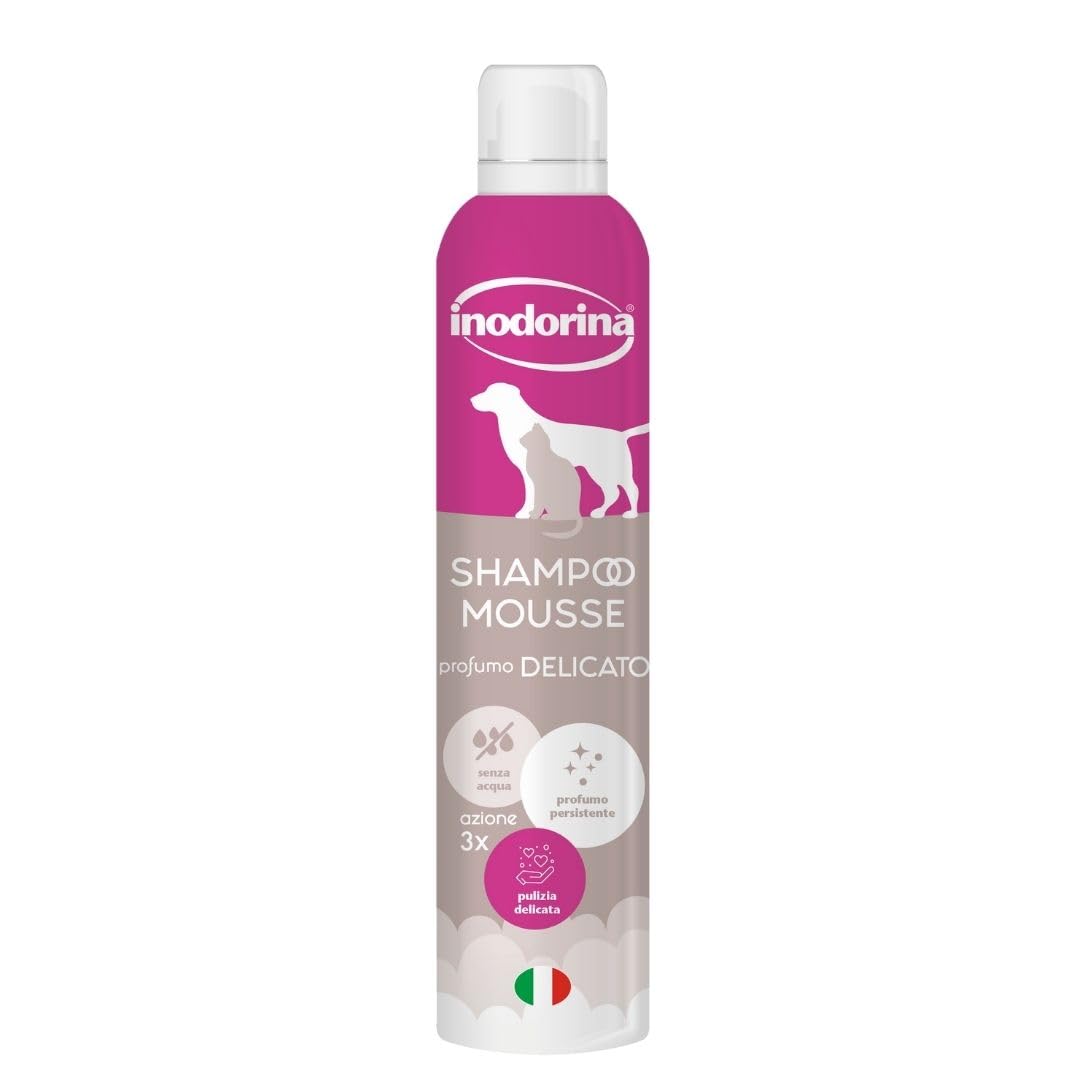 Inodorina Shampoo secco mousse cane gatto latte vaniglia 300ml