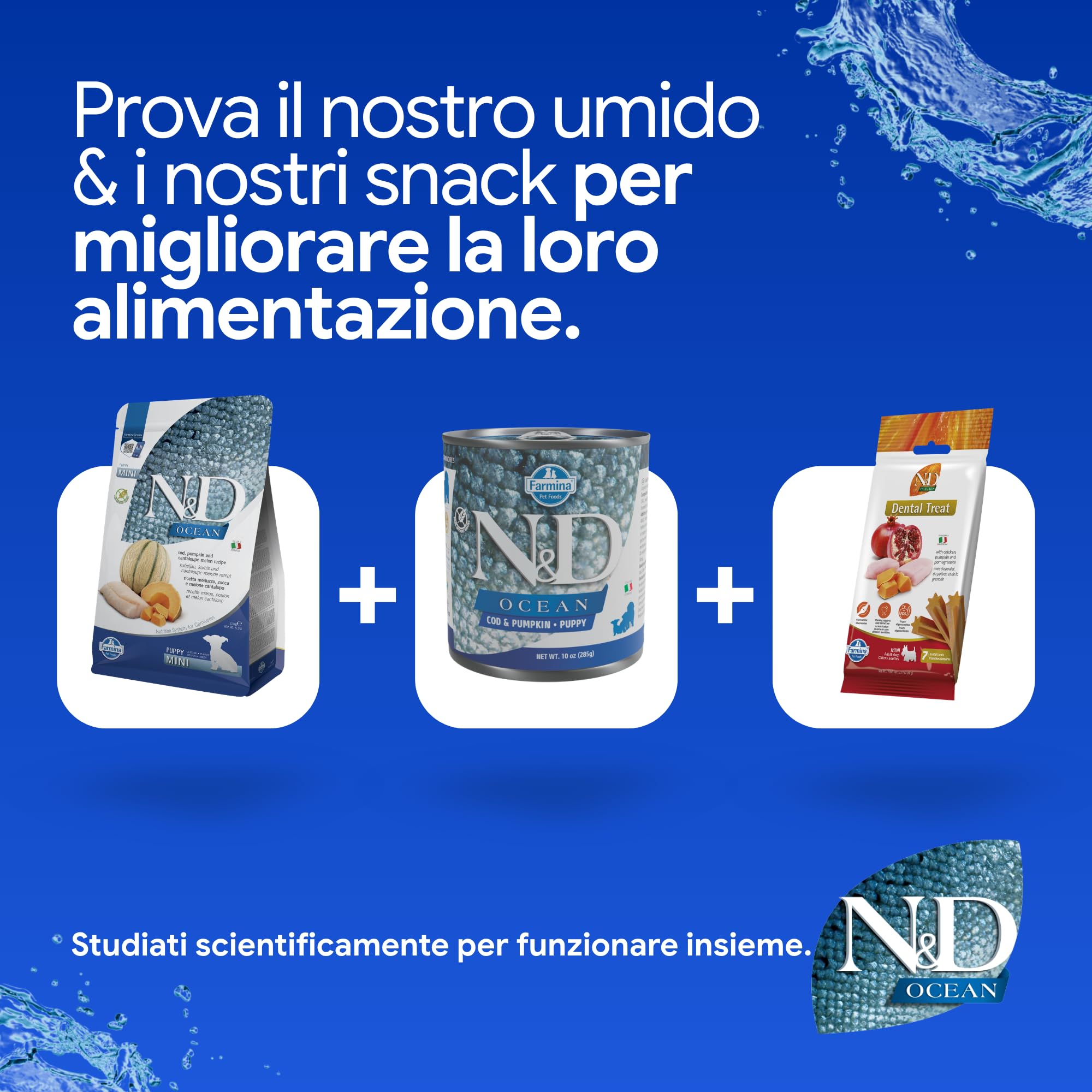 Farmina N&D Ocean Merluzzo Zucca crocchette puppy Mini 800g