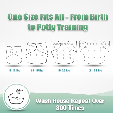 wegreeco Baby Diapers pannolini lavabili neonato 6 pezzi con inserti