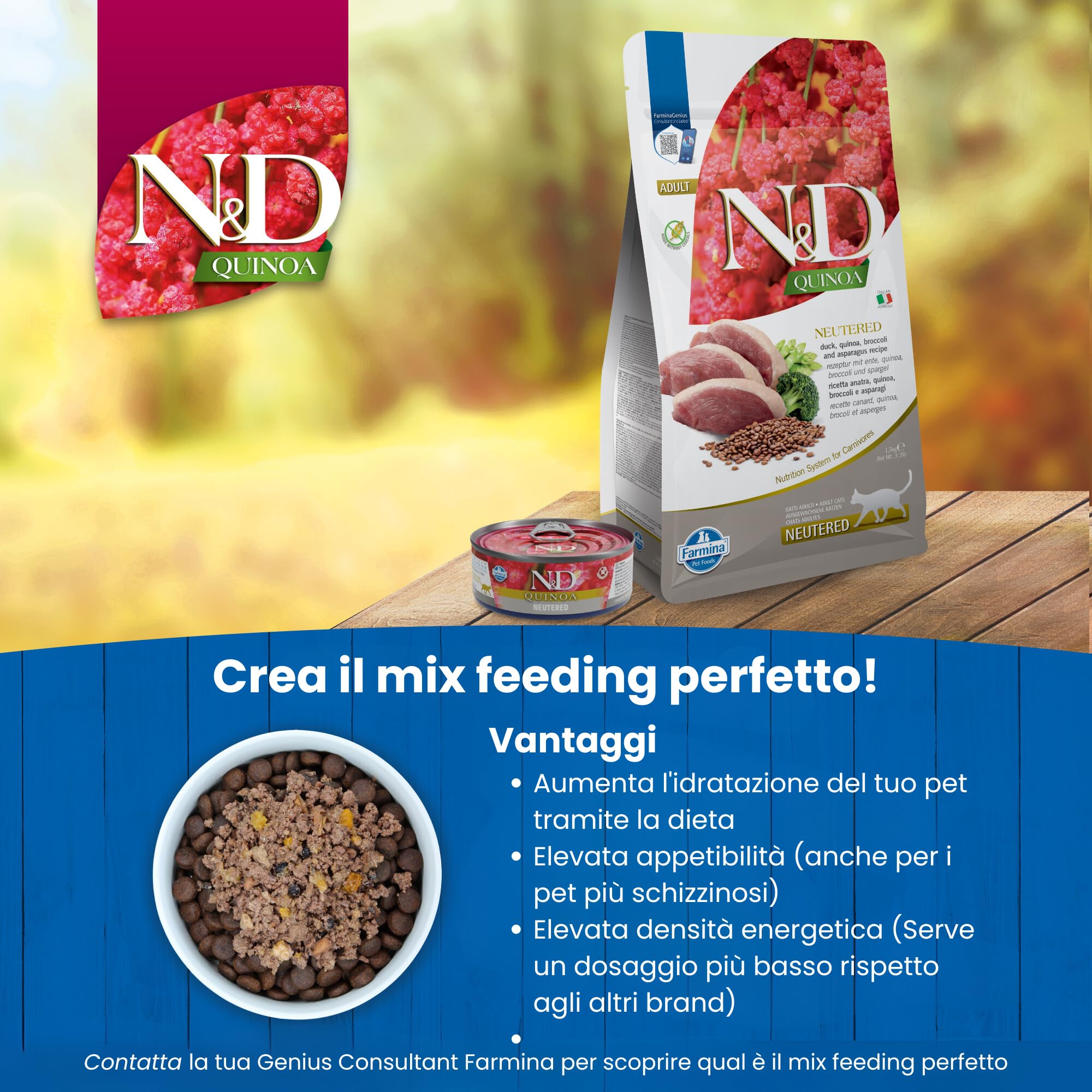 Farmina N&D Quinoa Neutered Crocchette Gatto Anatra Sterilizzati