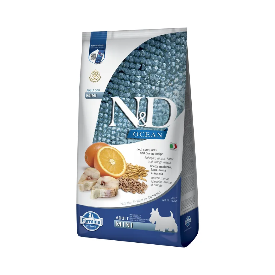Farmina N&D Ocean Merluzzo Cibo Cani Adult Mini 7kg Farro Avena