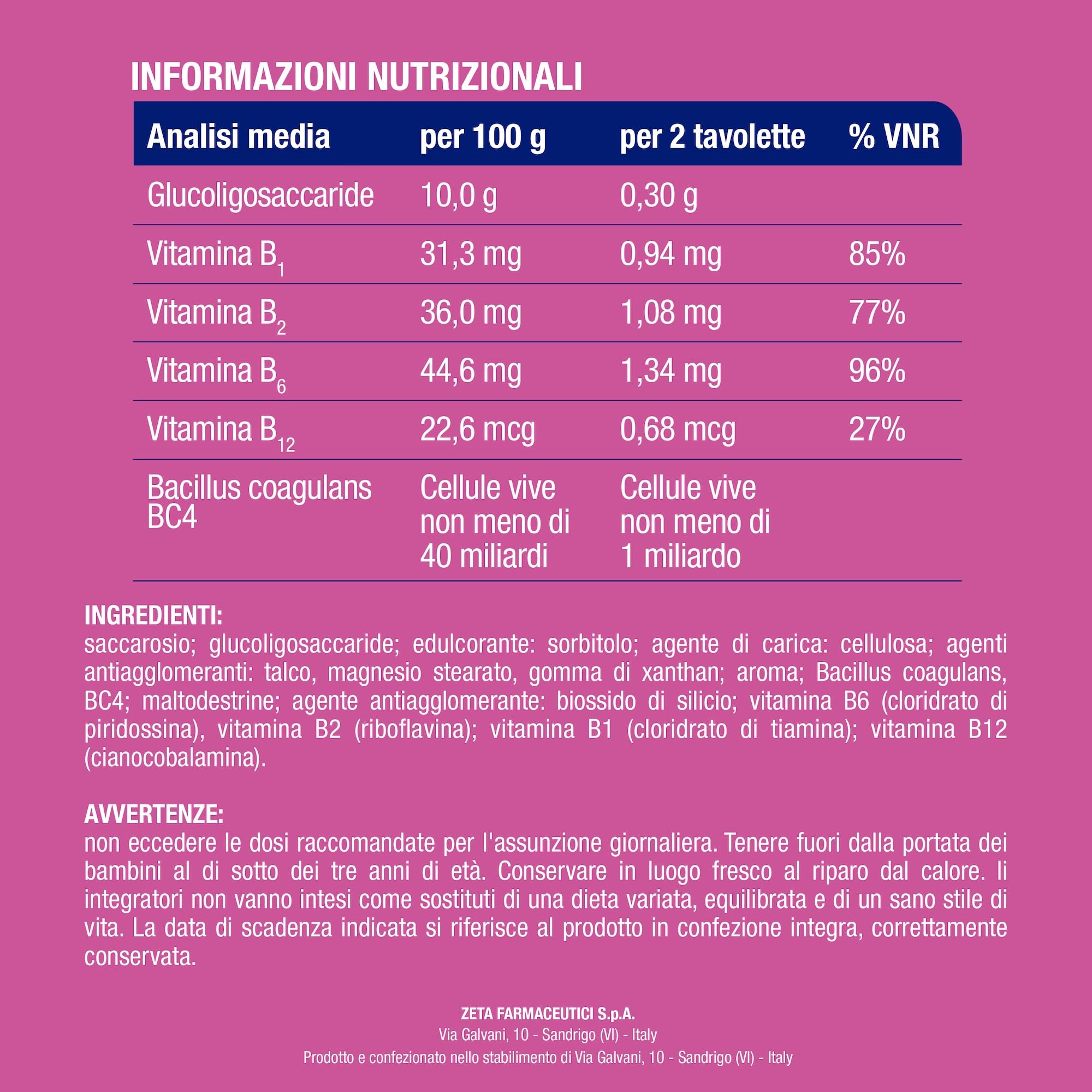 Prolife Tavolette Probiotici Bambini Cremalatte 24 Tavolette