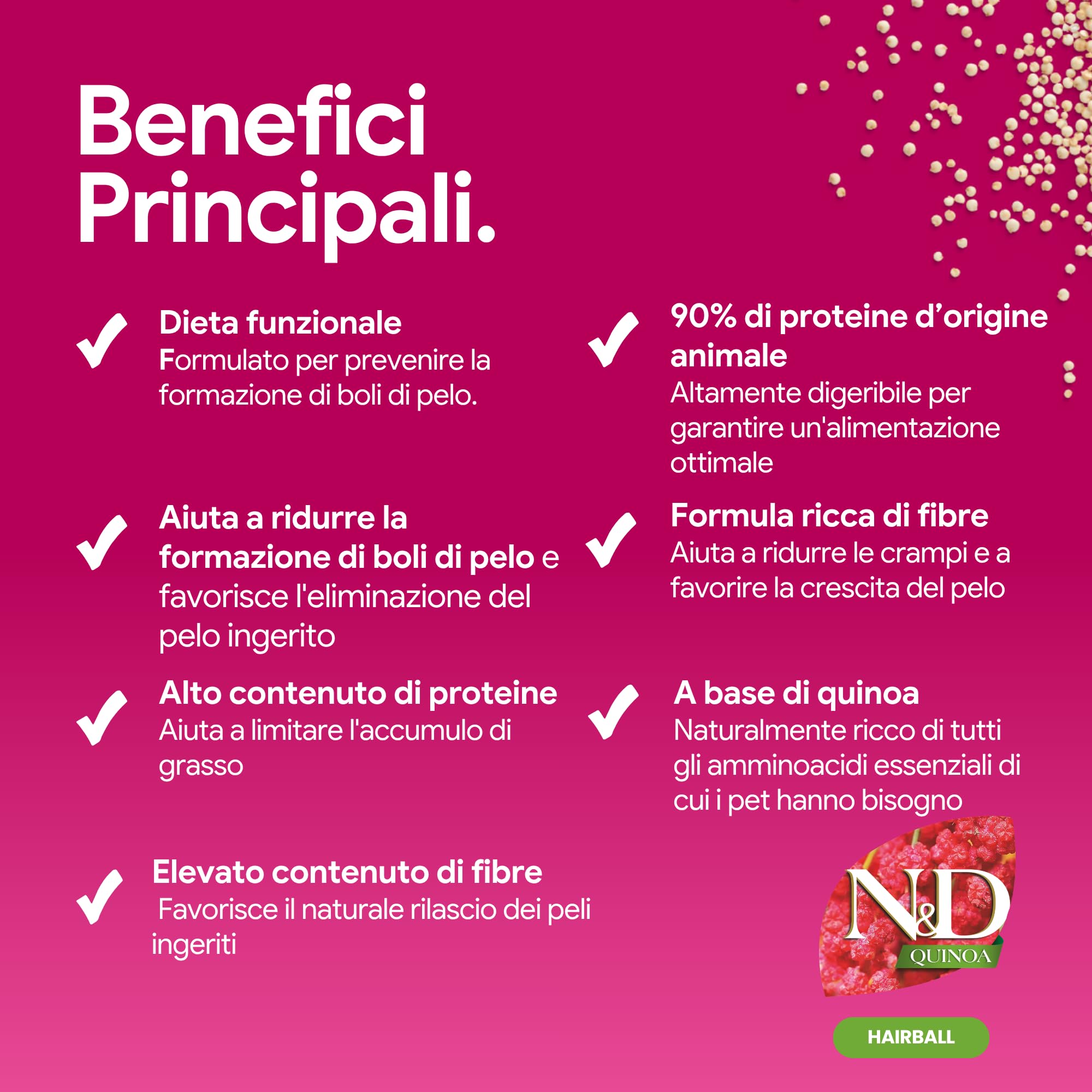 Farmina N&D Quinoa Hairball anatra crocchette gatto 1,5 kg