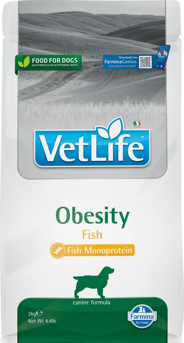Farmina Vet Life Obesity pesce crocchette cane diet 2 kg