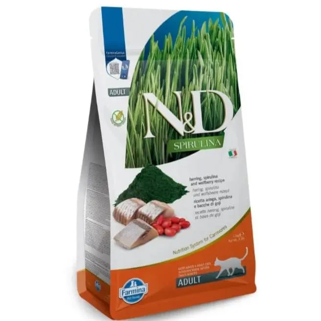 Farmina N&D Spirulina Crocchette Gatto Aringa 300g Adult