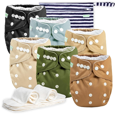 wegreeco Baby Diapers pannolini lavabili neonato 6 pezzi con inserti